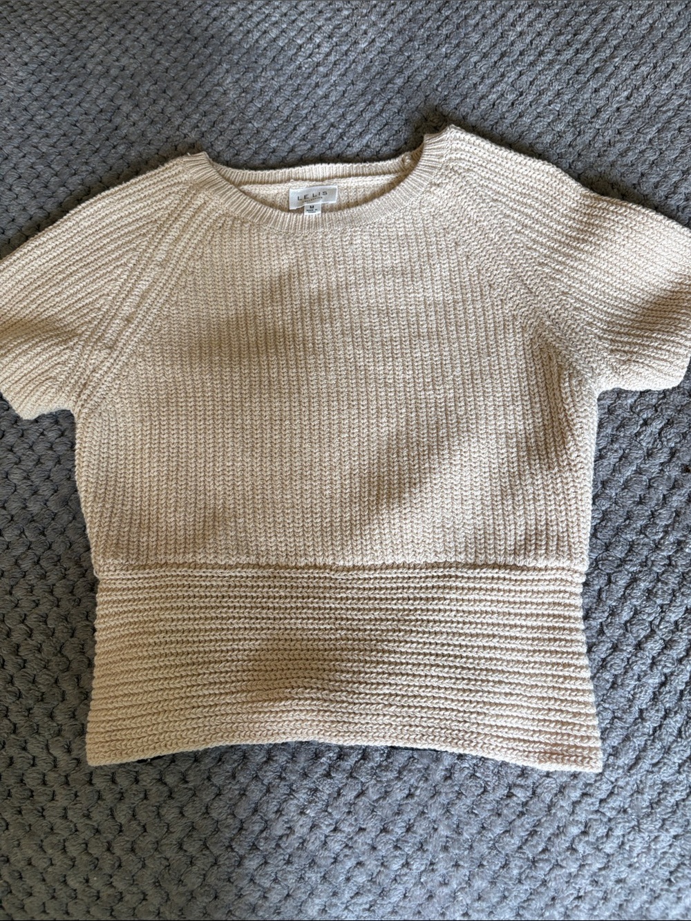 Le Lis Cream Short-Sleeve Crewneck Knit Top